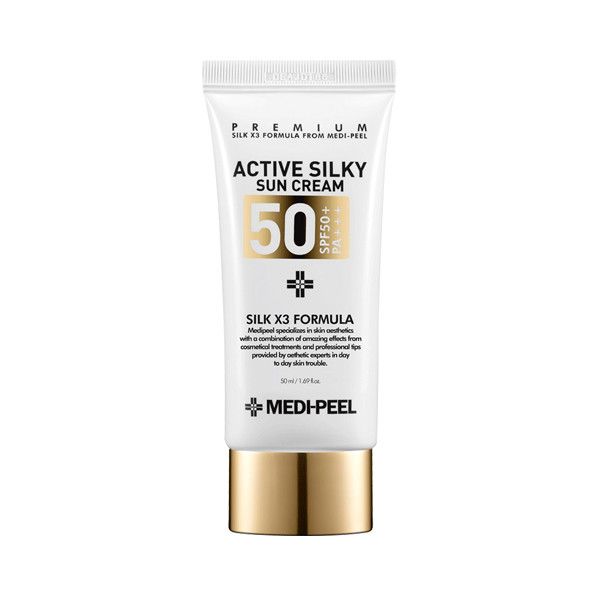 Солнцезащитный крем с комплексом пептидов и шёлка MEDI-PEEL Active Silky Sun Cream SPF50+